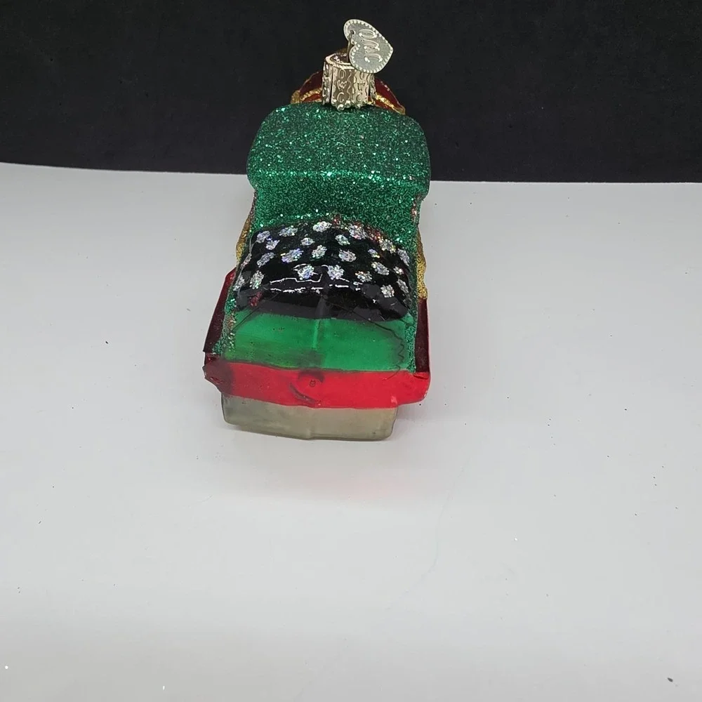 Old World Handpainted Glitter Glass Engine Train Christmas Ornament - Picture 4 of 6